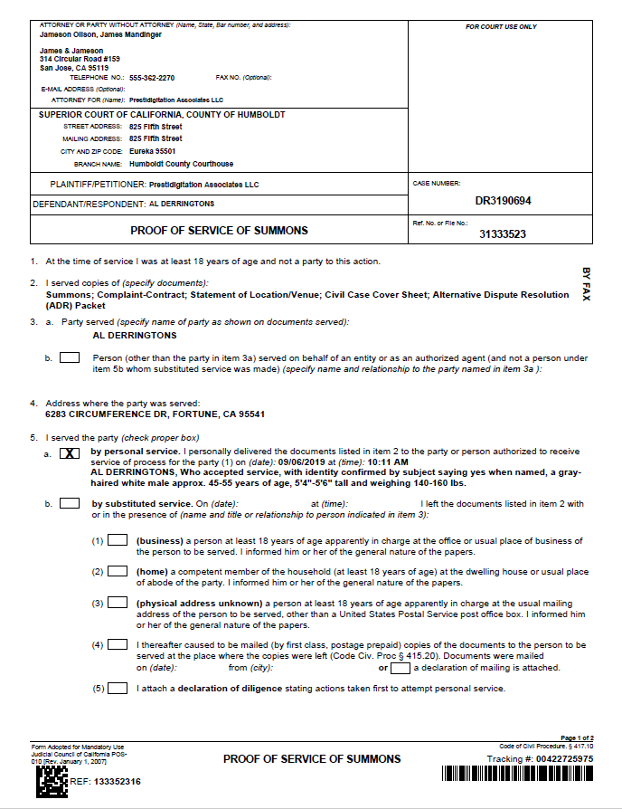 California Proof Page 1