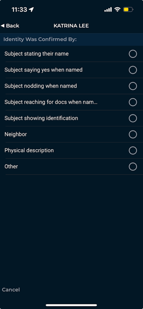 identity confirmed by