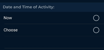 Date and time of activity