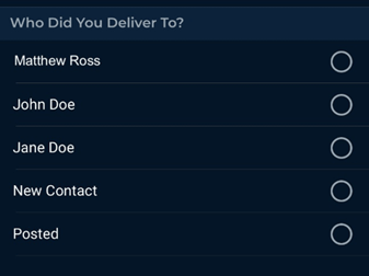 Who did you deliver to? Screen