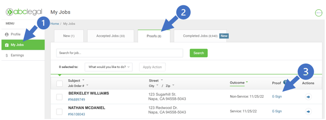 E-Sign Job under Proofs