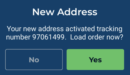 Load order now for new address screen