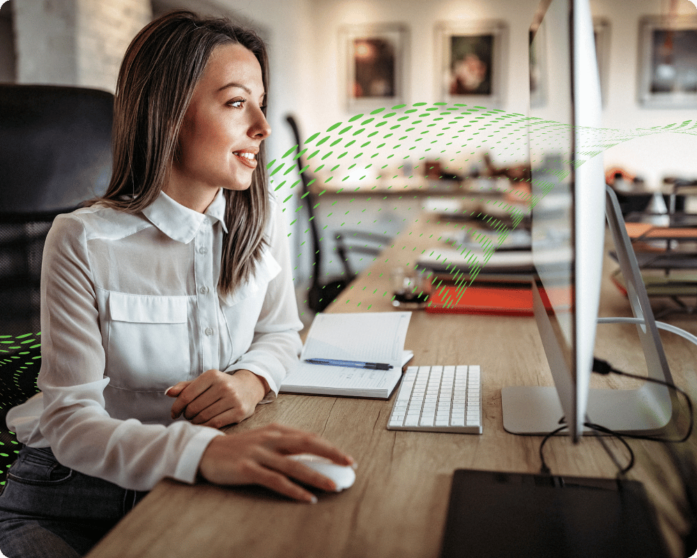 A women placing an order for service of process on her desktop computer