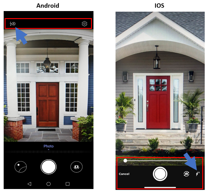 adjust flash on ios and android